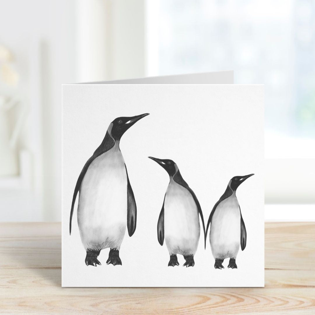 A Penguin Family Christmas Card from Libra Fine Arts