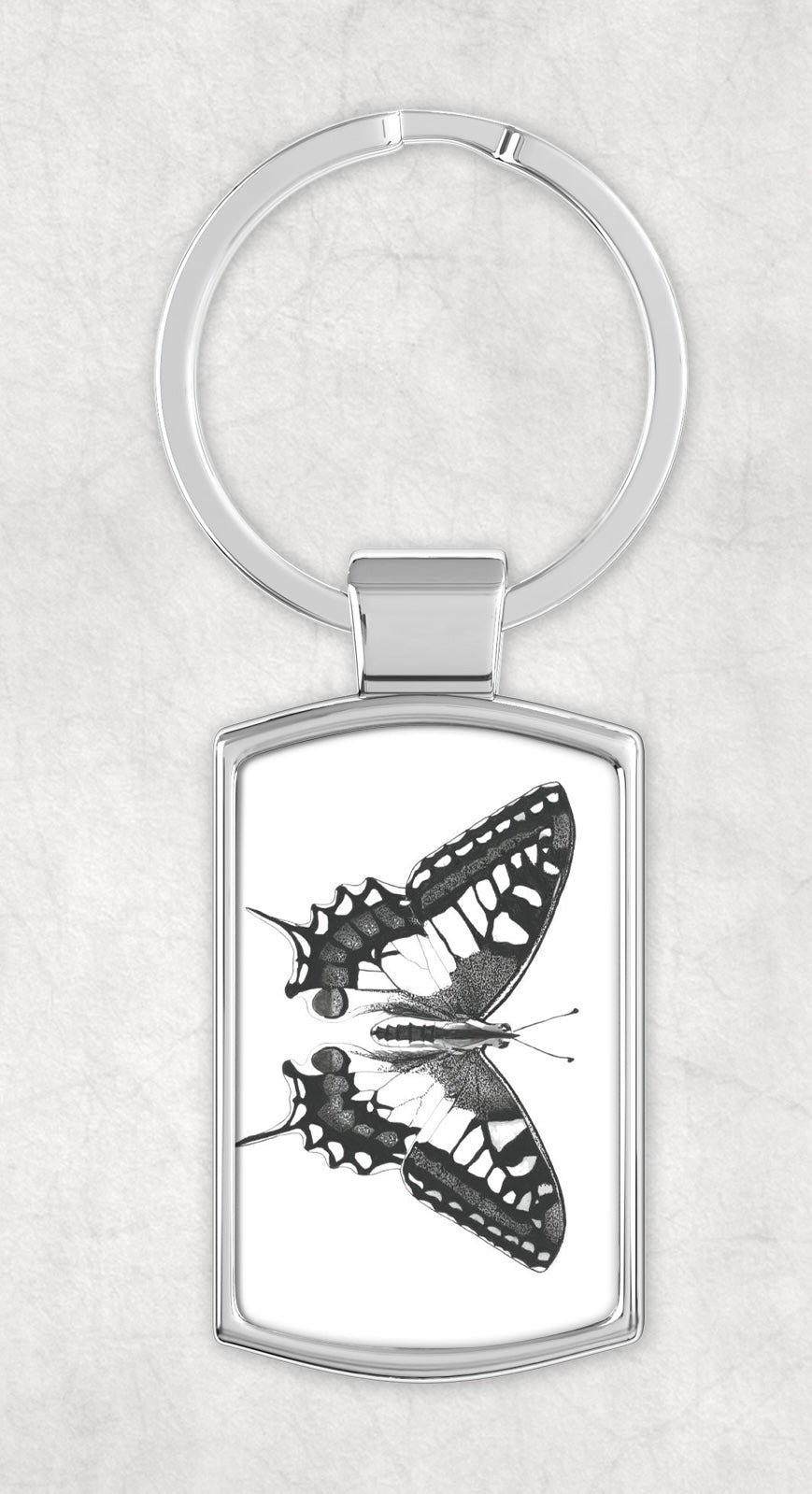 Old World Swallowtail Butterfly Metal Rectangular Keyring