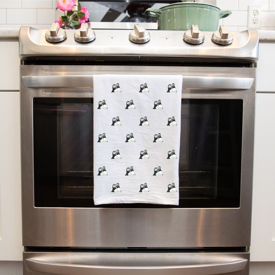 Puffins Premium Patterned Tea Towel From Libra Fine Arts 