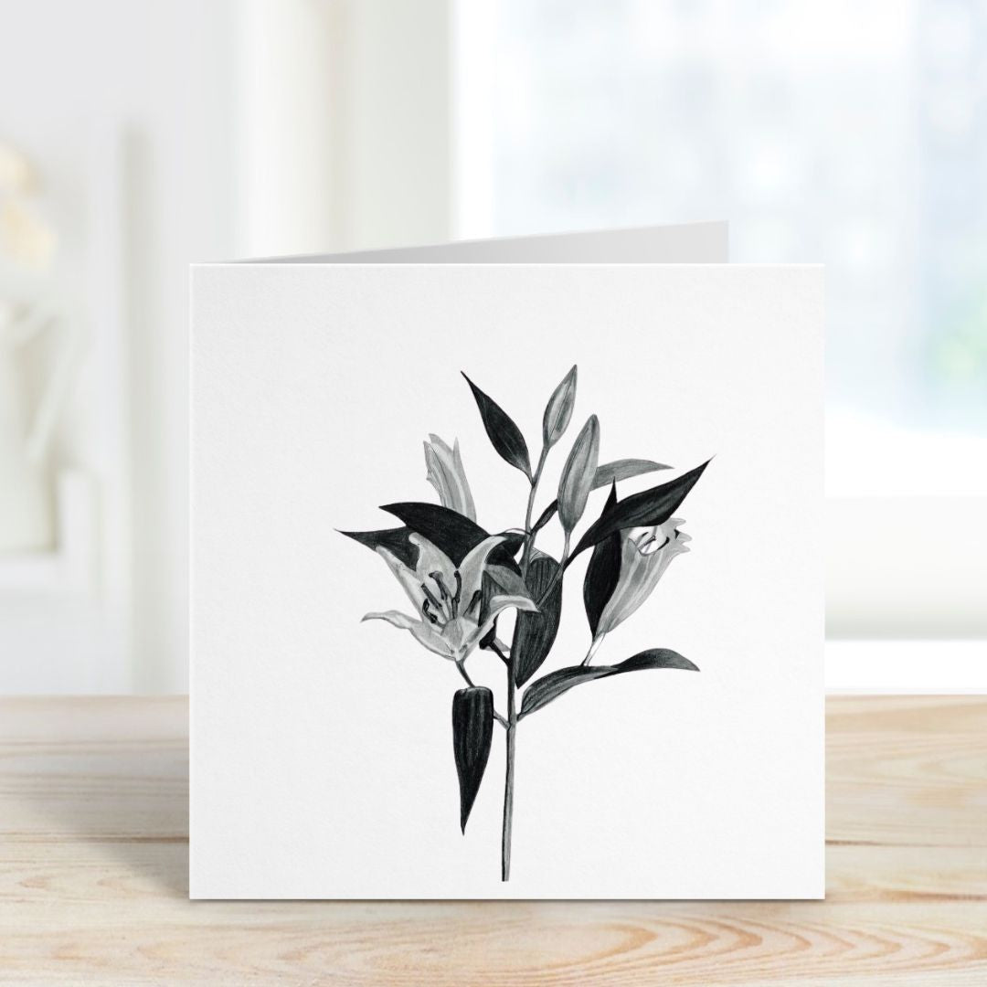 A Hand Drawn Lillies Greeting Card From Libra Fine Arts