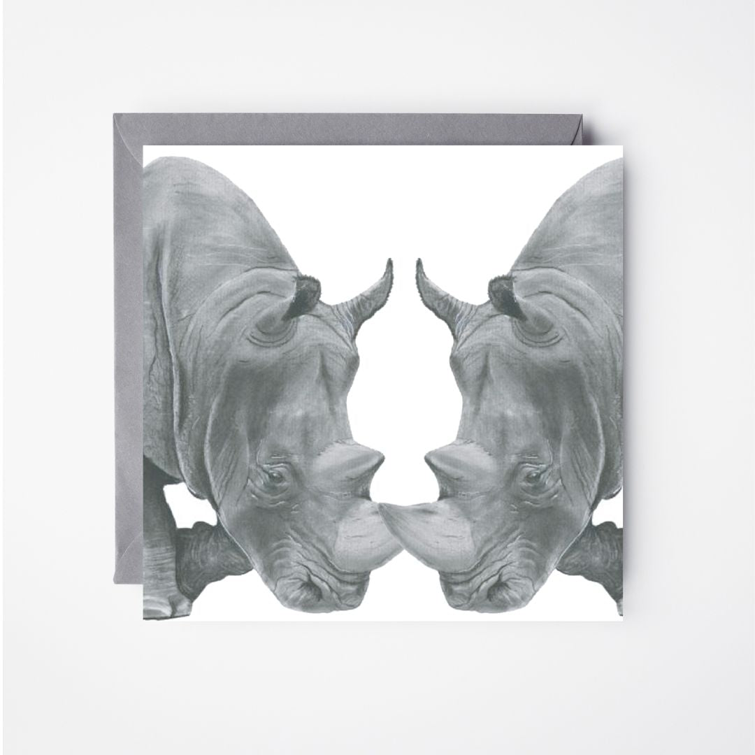 A Hand Drawn Rhino Couples Greeting Card From Libra Fine Arts