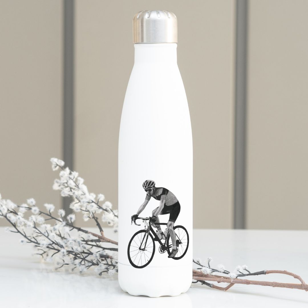 Cyclist Stainless Steel Flask From Libra Fine Arts