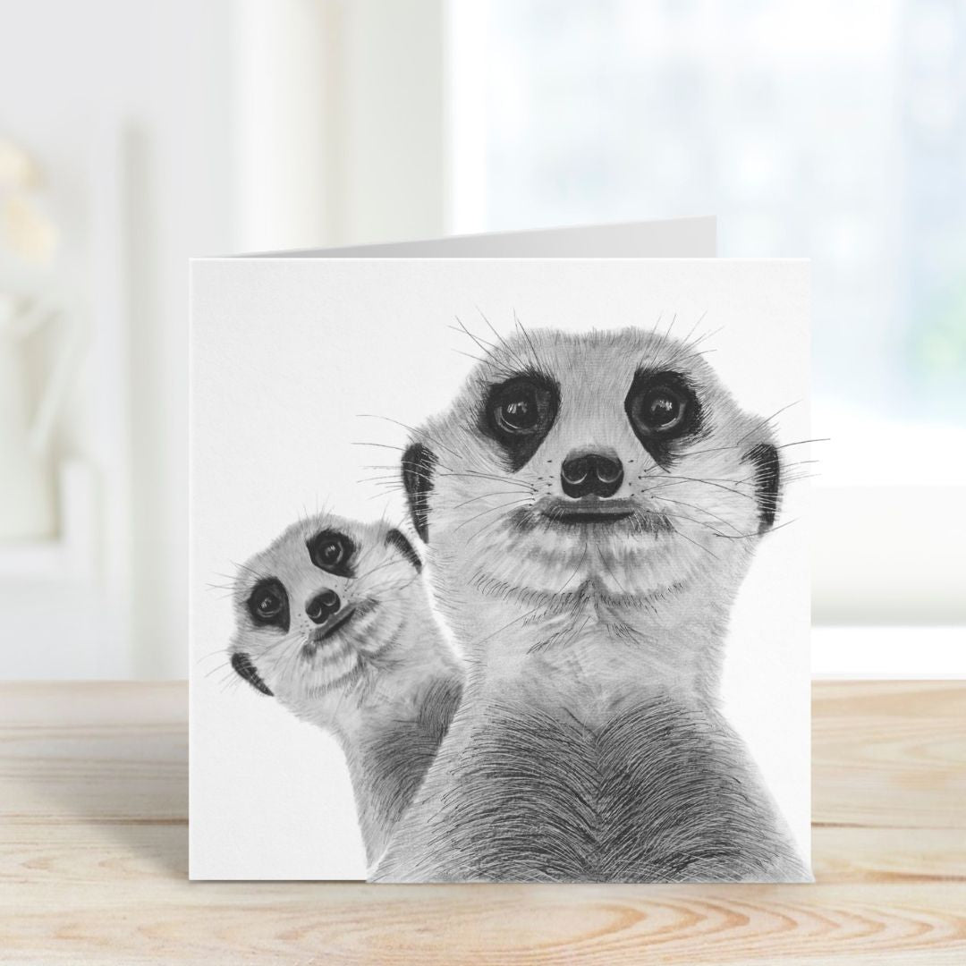 Myra the Meerkat and Baby Greeting Card