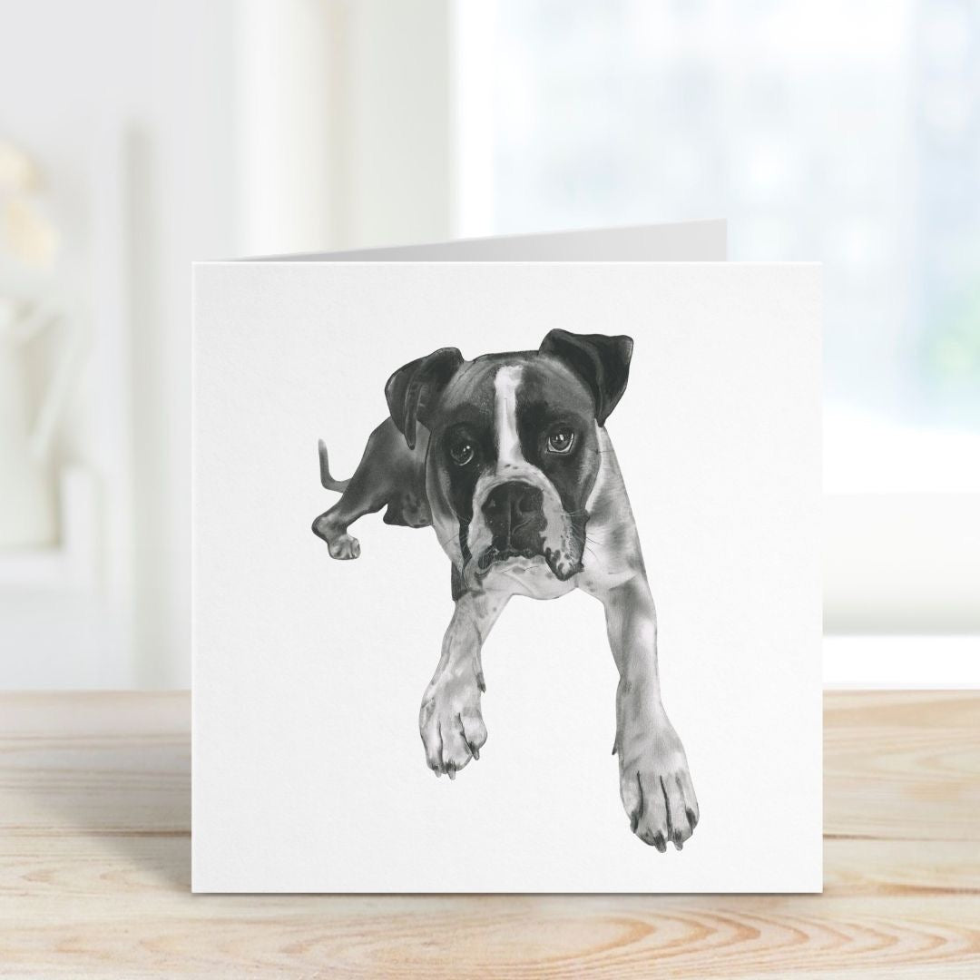 A Hand Drawn Boxer Dog Greeting Card From Libra Fine Arts