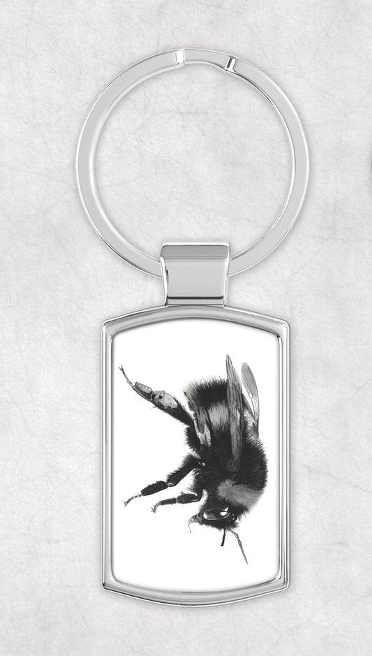 White-tailed Bumble bee Metal Rectangular Keyring