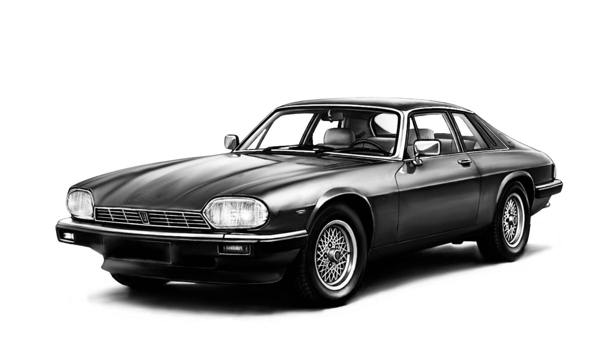 Hand-drawn Jaguar XJS grand tourer fine art print
