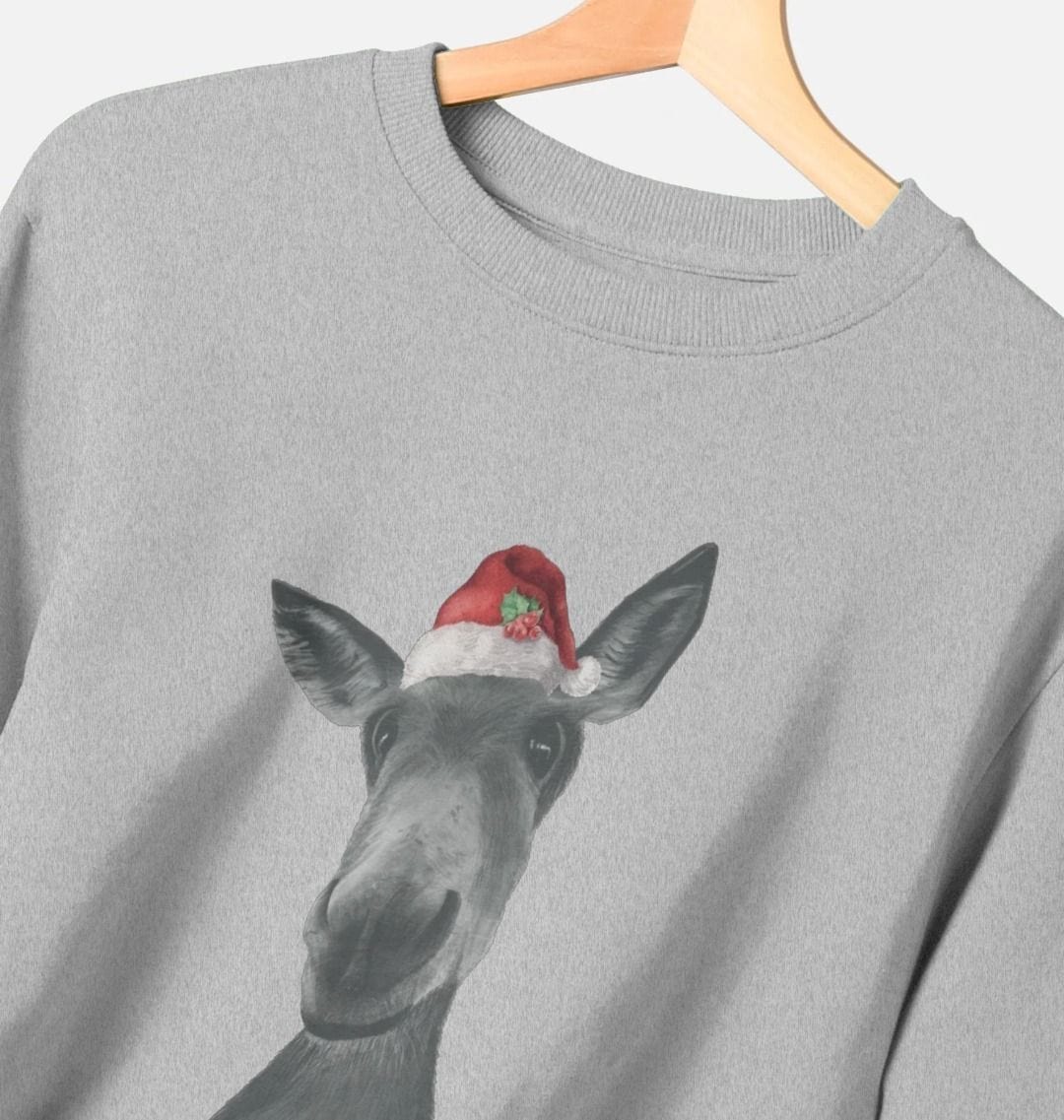 Women's Crew Neck Festive Donkey Sweater Certified Organic Cotton