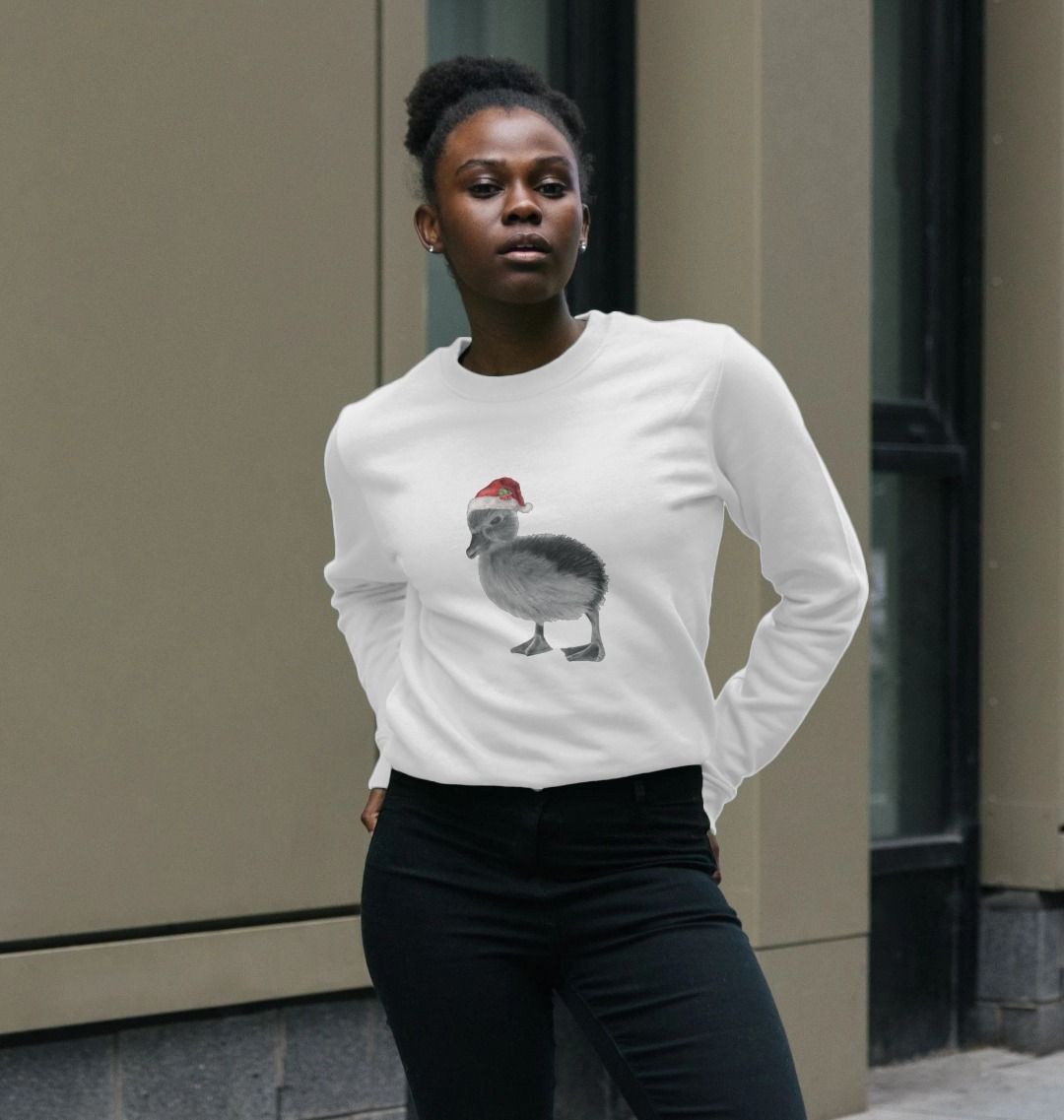 Women's Crew Neck Festive Duckling Sweater Certified Organic Cotton