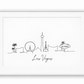 Las Vegas skyline with handwritten city name – white frame with white mount