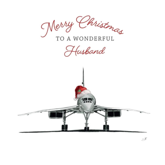 Merry Christmas To A Wonderful Husband Festive Concorde Christmas Card — card front