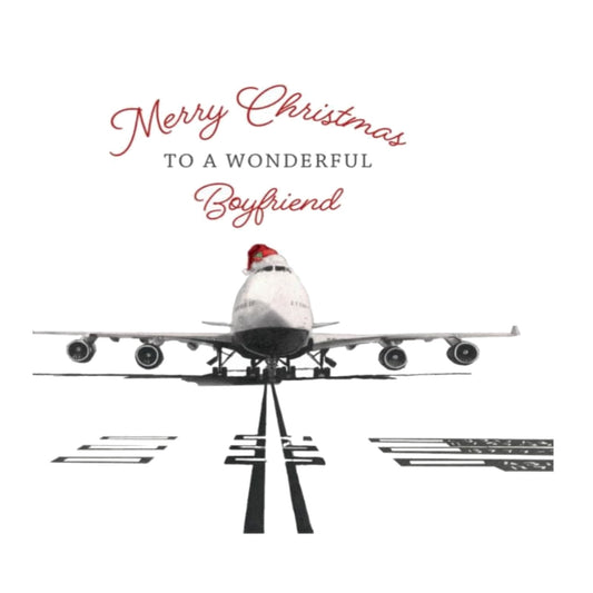 Merry Christmas To A Wonderful Boyfriend Festive 747 Aircraft Christmas Card — card front