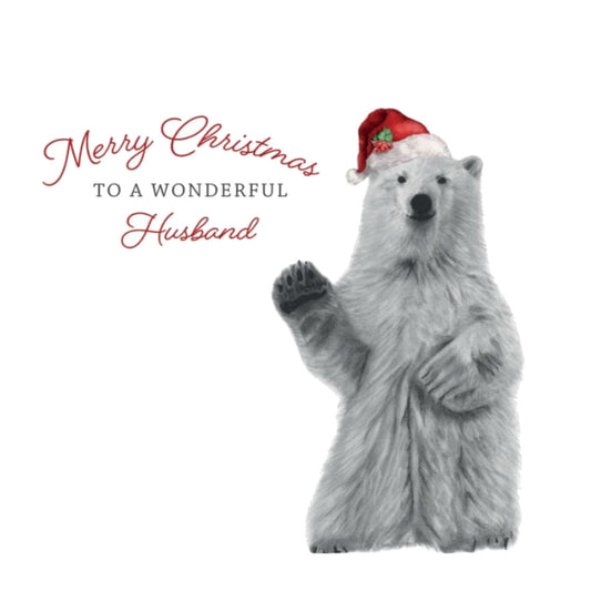 Merry Christmas To A Wonderful Husband Polar Bear Christmas Card — card front