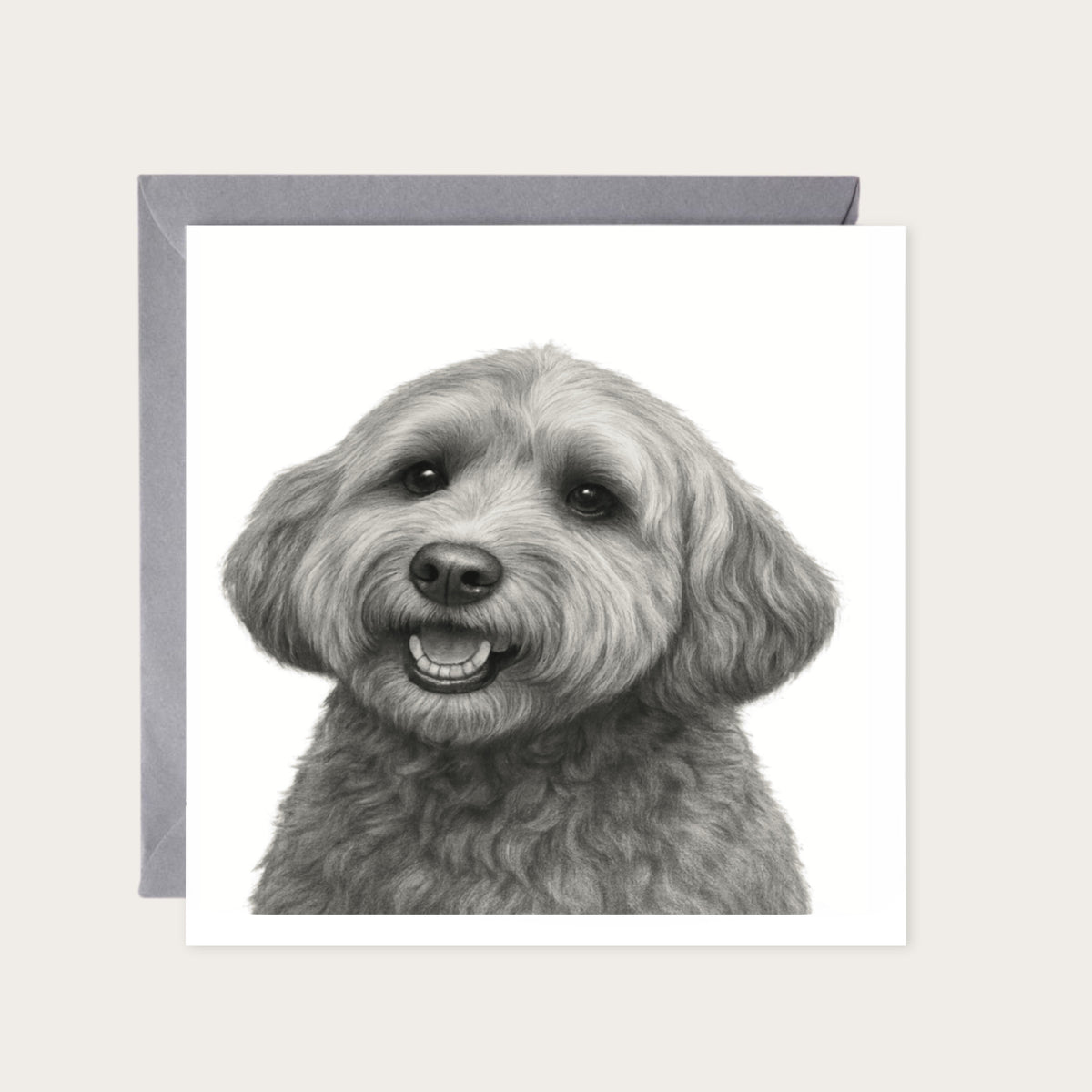 Nunki the Cockerpoo Dog Greeting Card — card with grey envelope