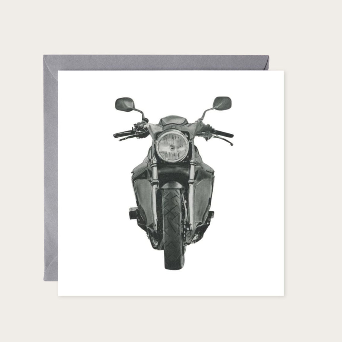 Motorbike Greeting Card — card with grey envelope