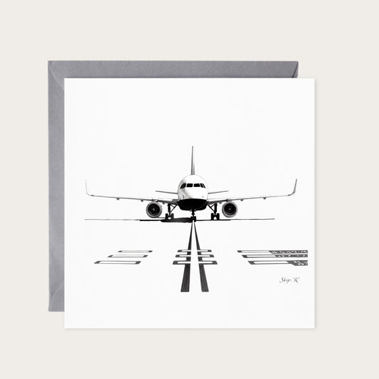 Airbus A320 Greeting Card — card with grey envelope