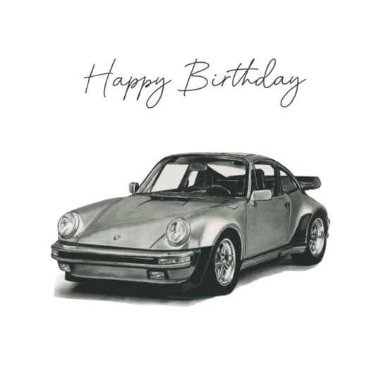 Classic German Sports Car Birthday Greeting Card – Porsche Edition — card front
