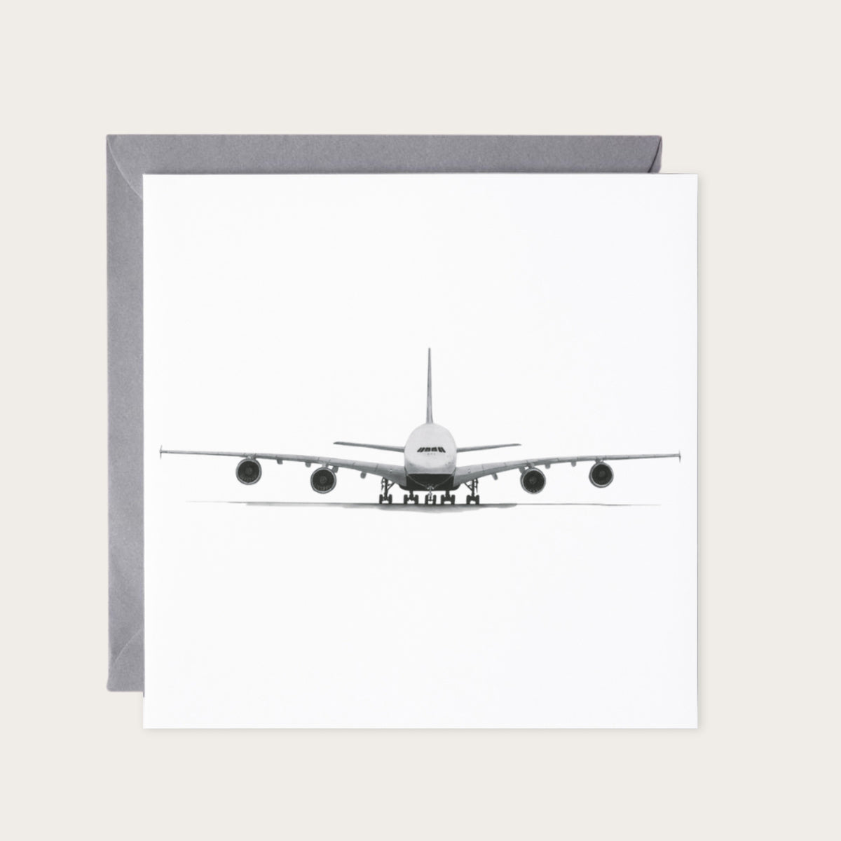Airbus A380 Greeting Card — card with grey envelope