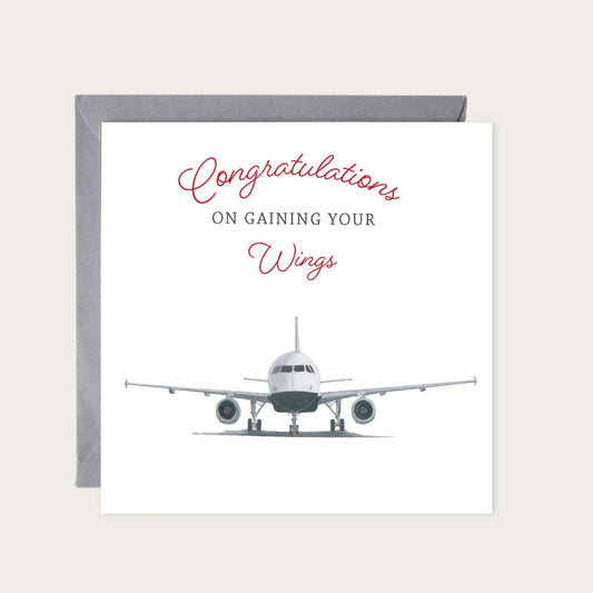 Airbus A320 Gaining Your Wings Greeting Card — card with grey envelope