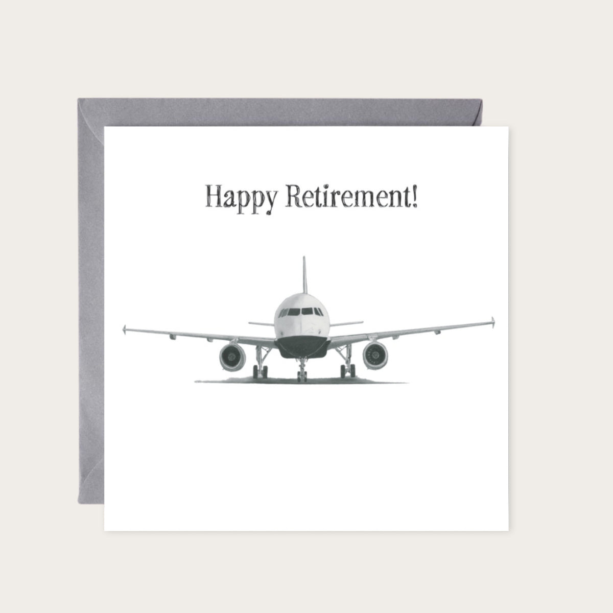 Airbus A320 Retirement Greeting Card — card with grey envelope