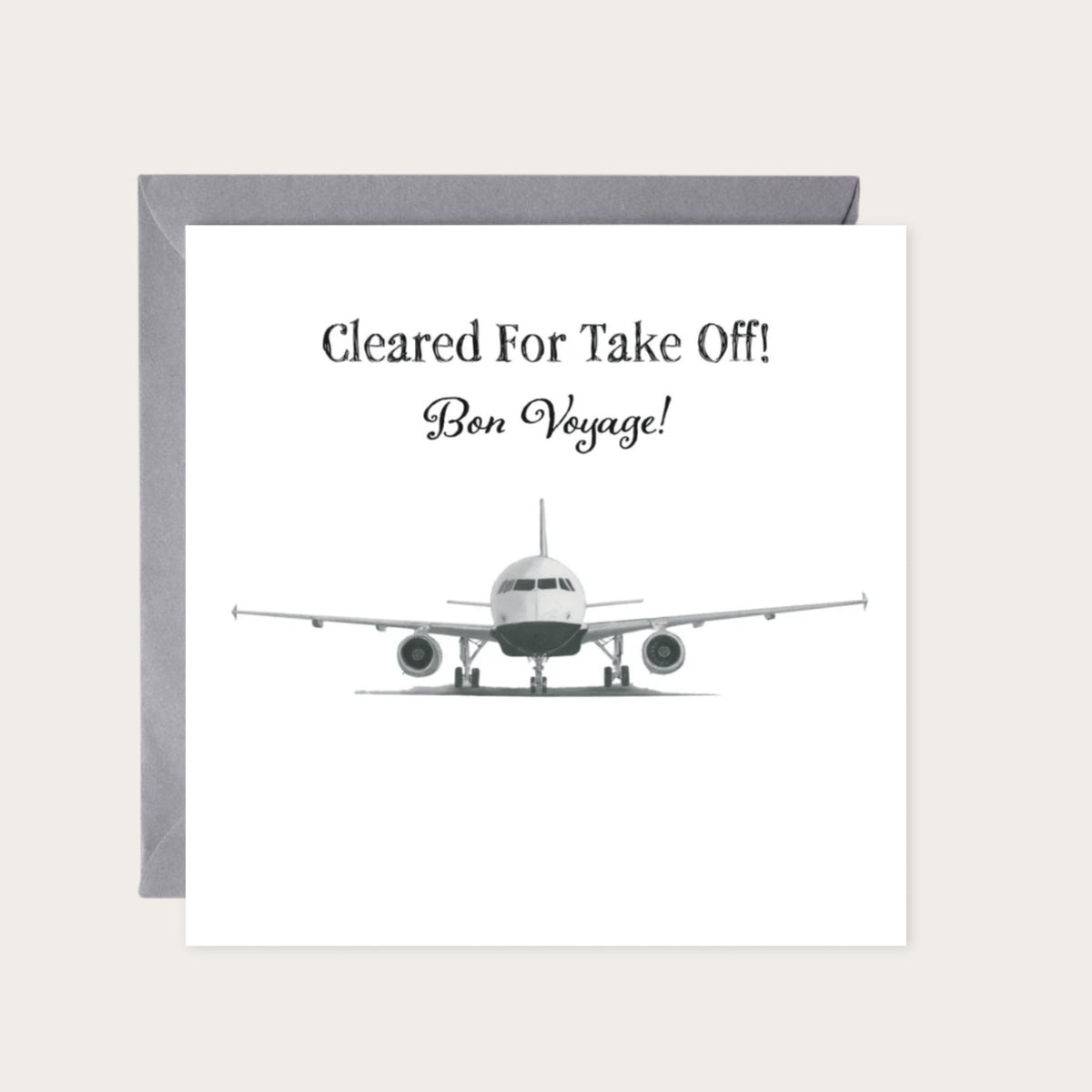 Airbus A320 Bon Voyage Greeting Card — card with grey envelope