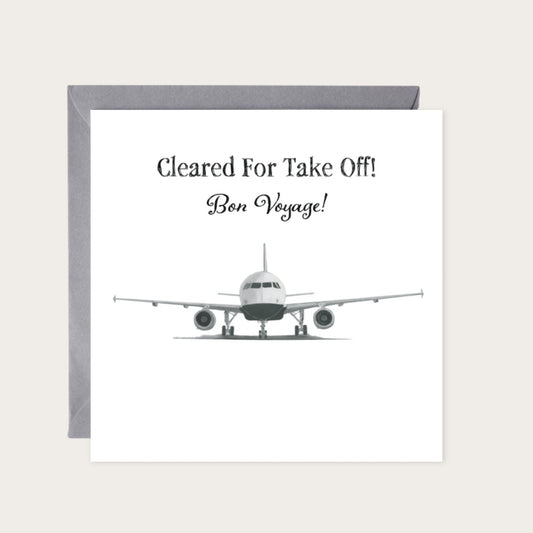 Airbus A320 Bon Voyage Greeting Card — card with grey envelope