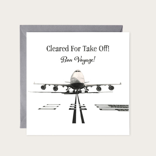 Boeing 747-400 Bon Voyage Greeting Card – Farewell to a Legend — card with grey envelope