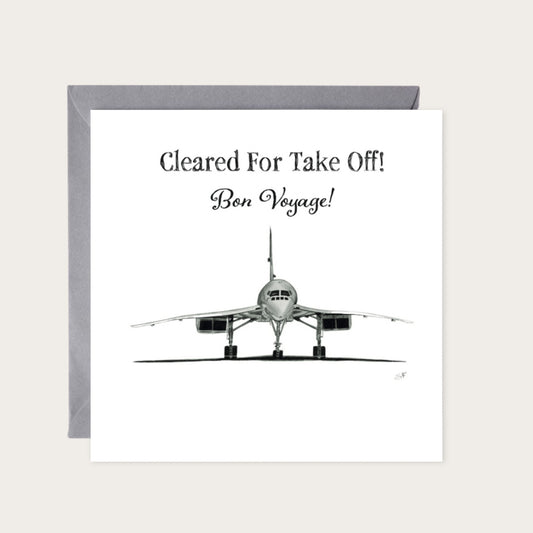 Concorde Bon Voyage Greeting Card – A Supersonic Send Off — card with grey envelope