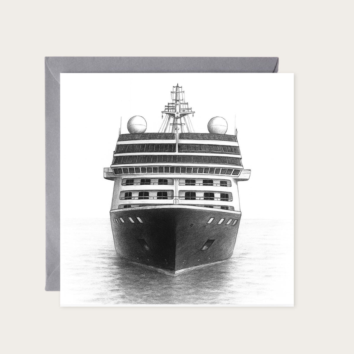 Cruise Ship Greeting Card — card with grey envelope