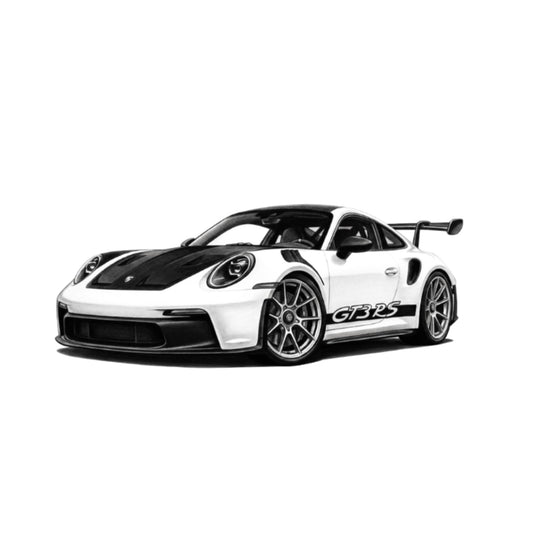 Porsche GT3 Greeting Card – Hand-Drawn Sports Car Art Card for Porsche Fans — card front