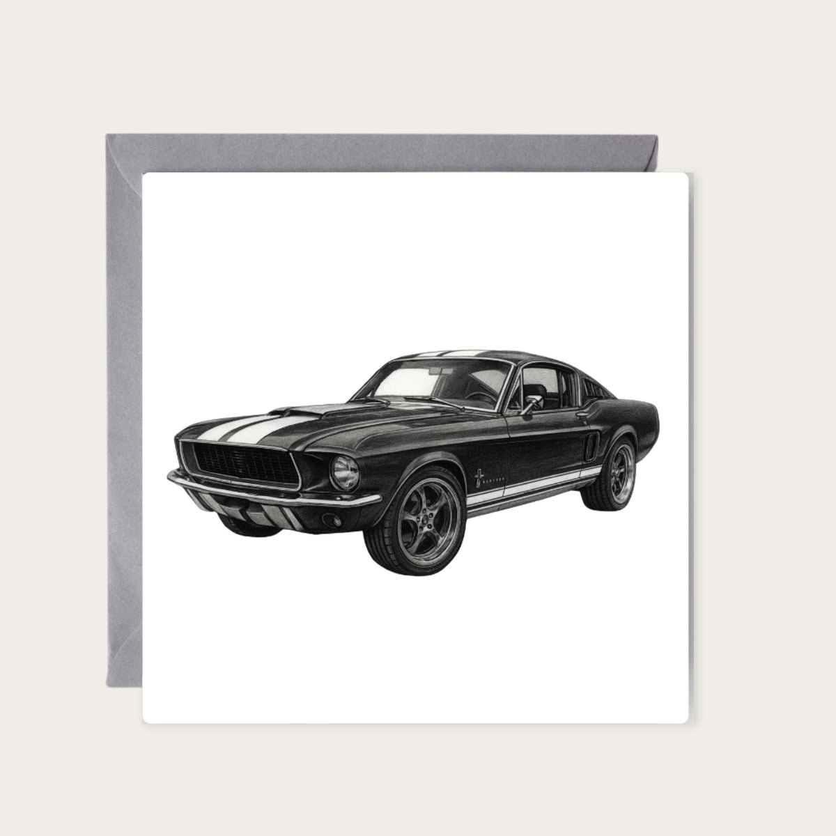 Ford Mustang Greeting Card — card with grey envelope