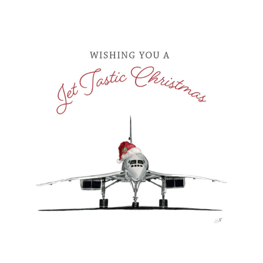 Have A Jet Tastic Christmas Card | Hand-Drawn Festive Aviation Greeting — card front