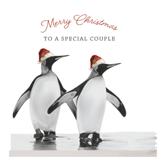 To A Special Couple Penguin Greeting Card — card front