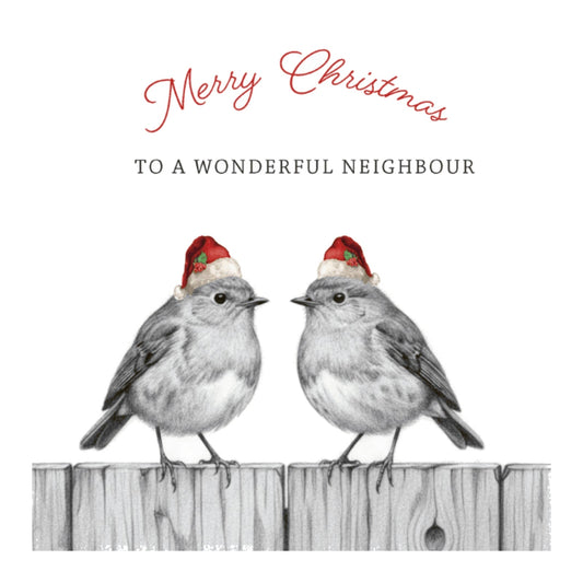 To A Special Neighbour Robins Christmas Card — card front