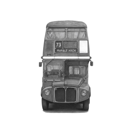 London Double Decker Bus – Hand-Drawn Greeting Card — card front