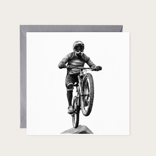 Hand-Drawn Motorbike Greeting Card – Vintage Motorcycle Illustrated Card — card with grey envelope