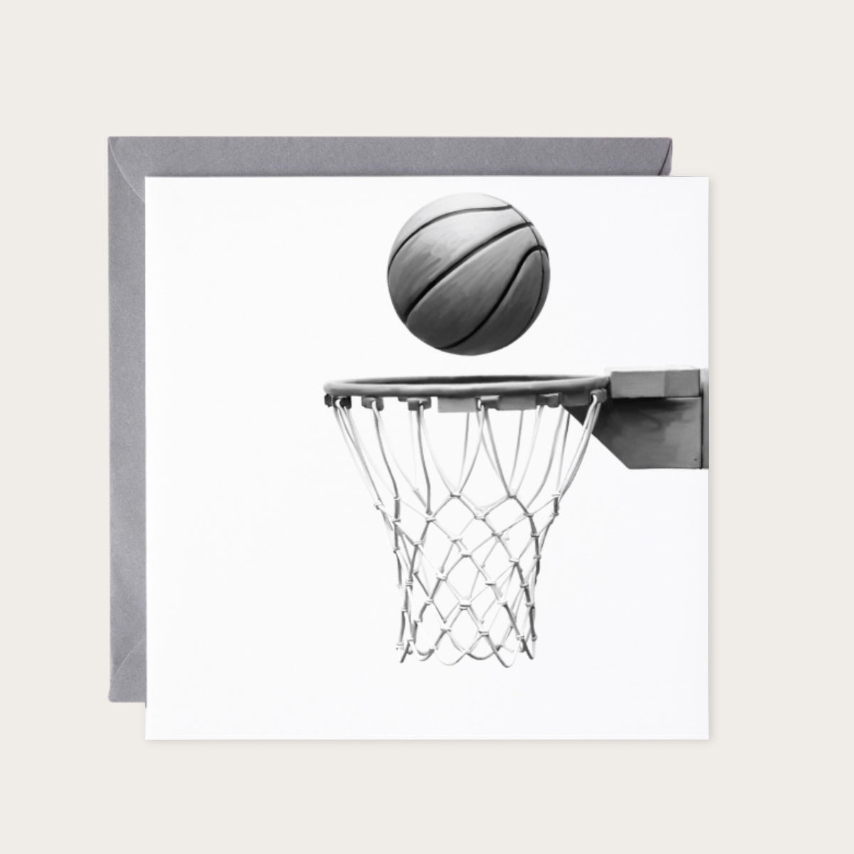 Basketball Sports Greeting Card — card with grey envelope
