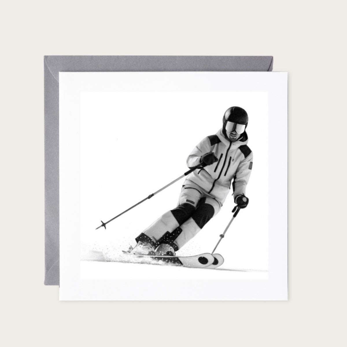Snowboarding Greeting Card — card with grey envelope