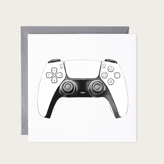 Games Controller Greeting Card — card with grey envelope