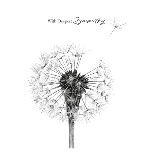 With Deepest Sympathy Dandelion Card | Elegant Bereavement Greeting Card — card front