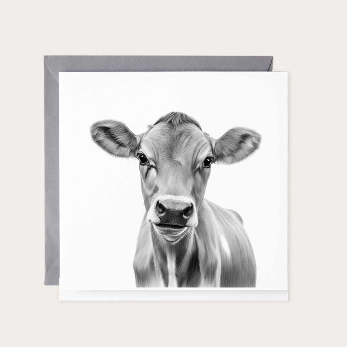 Jersey Cow Greeting Card | Country Farm Animal Card — card with grey envelope