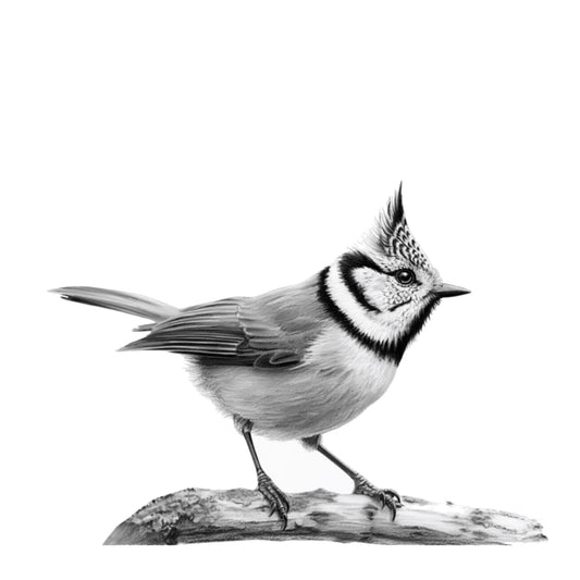 Crested Tit Hand-Drawn Greeting Card — card front