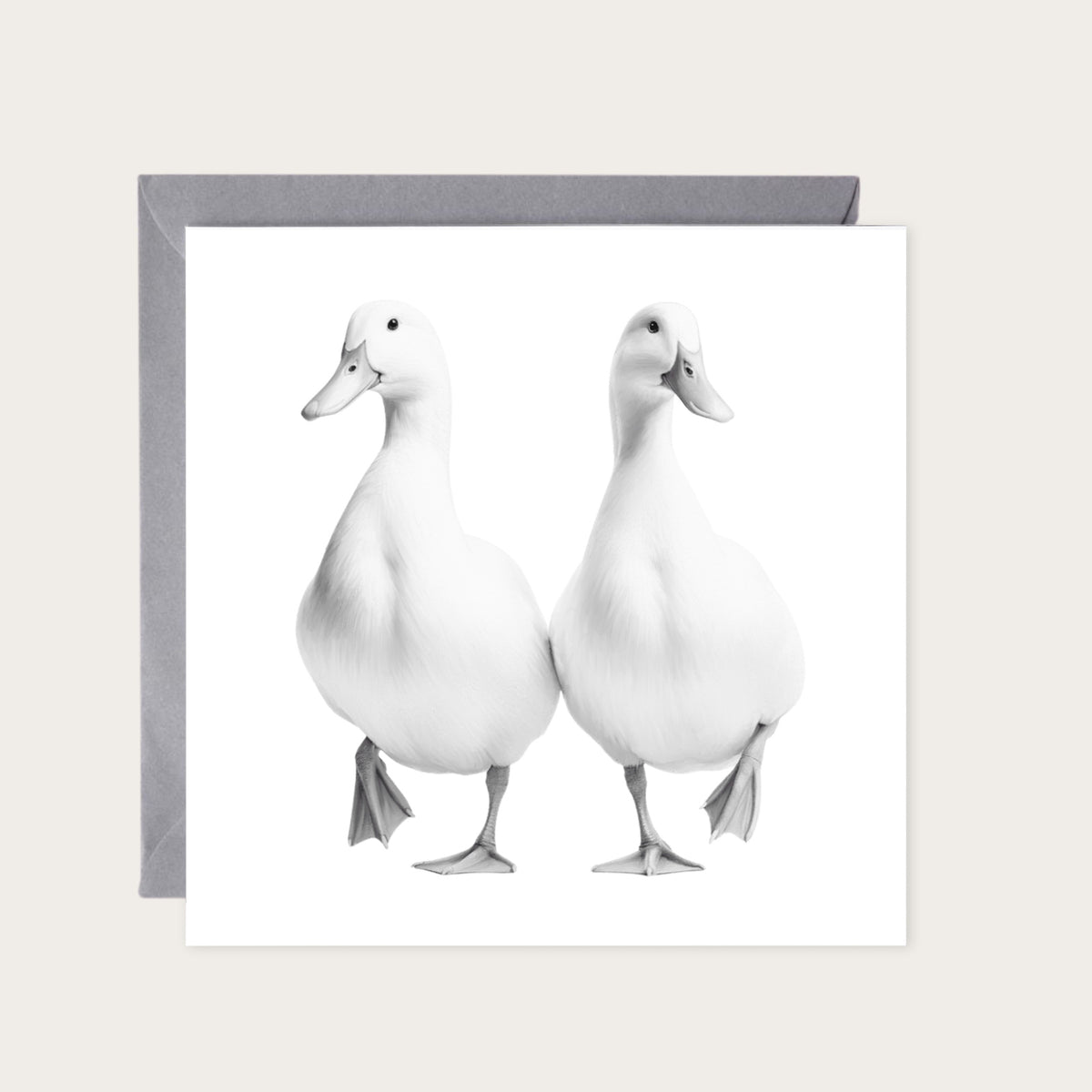 Duck Couple Greeting Card — card with grey envelope