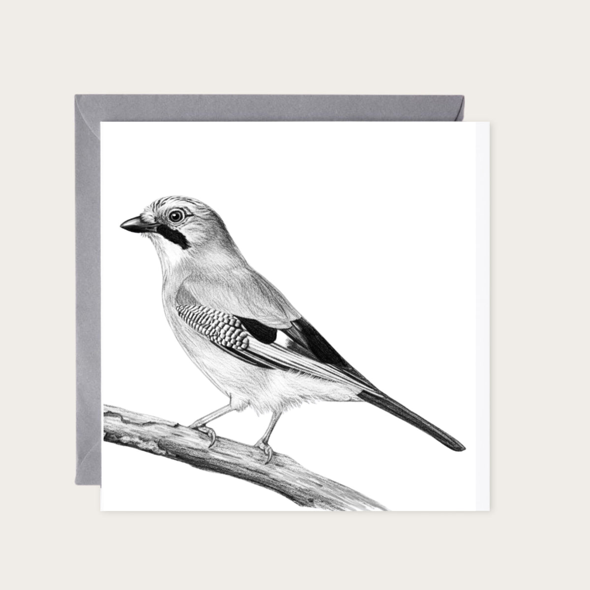Jay Hand-Drawn Greeting Card — card with grey envelope