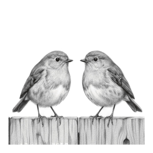 Robin Perch Hand Drawn Greeting Card — card front