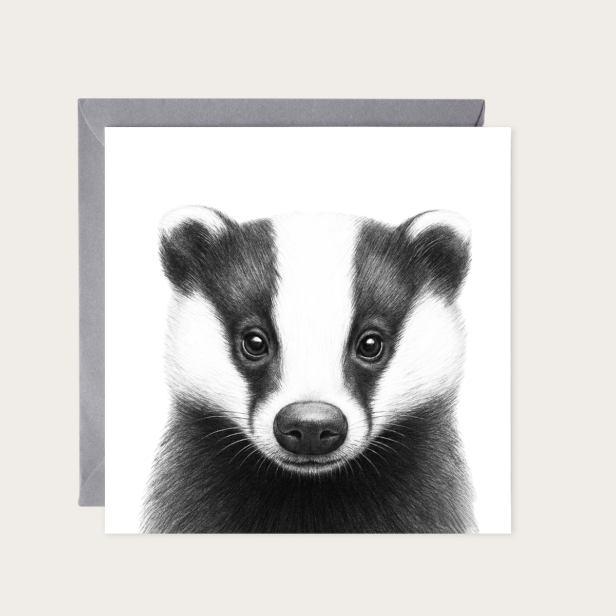 Badger Greeting Card — card with grey envelope