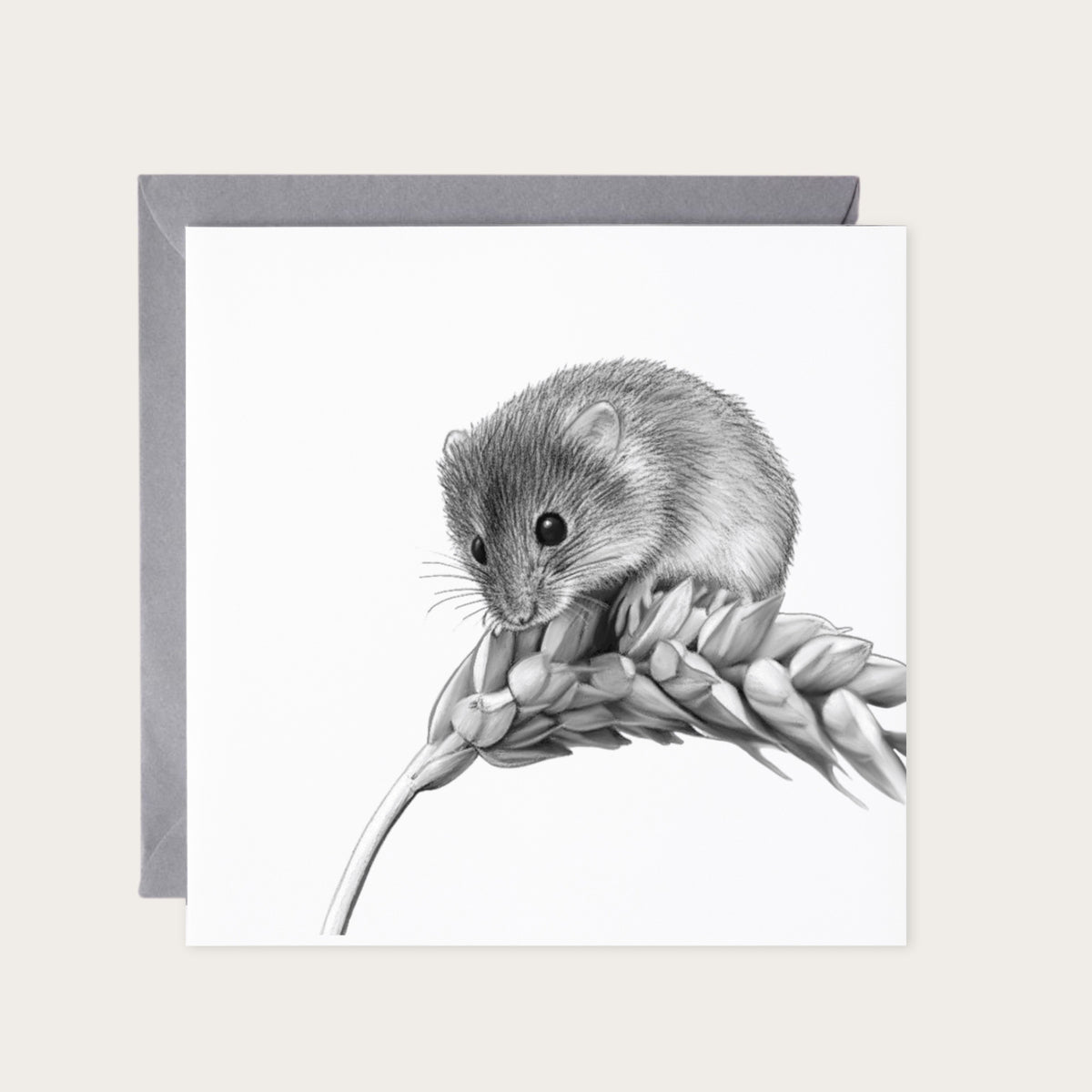 Field Mouse Greeting Card — card with grey envelope