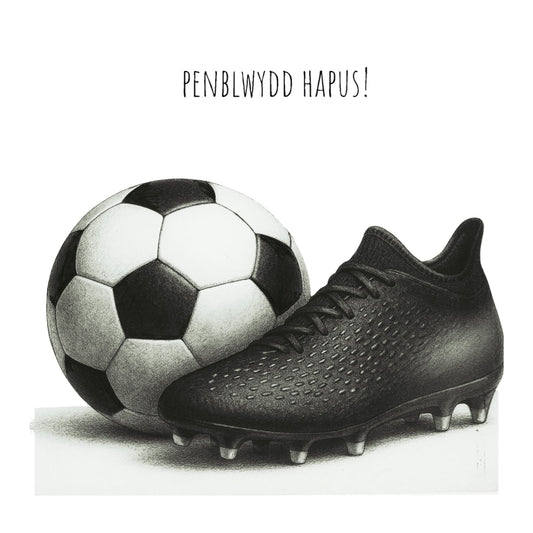 Penblwydd Hapus – Football Greeting Card — card front