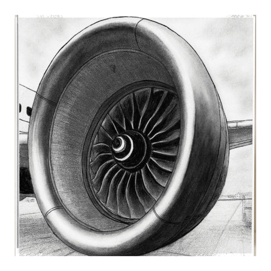 Aircraft Engine – Hand-Drawn Greeting Card | Detailed Aviation Art — card front