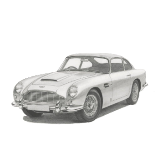 Aston Martin DB5 – Hand-Drawn Greeting Card | Iconic British Luxury Sports Car Art — card front