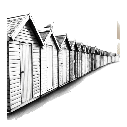 Beach Huts Greeting Card — card front